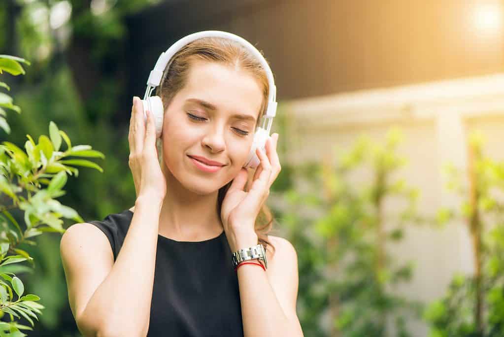 woman listening to the music